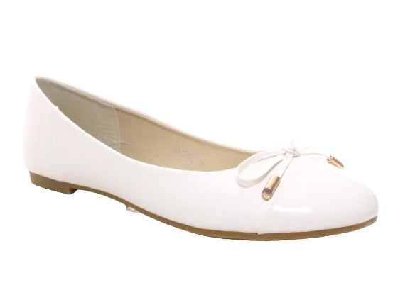 Damen Slipper Halbschuhe Ballerina Loafer Mokassins Slip On Flats Freizeit White # 10105