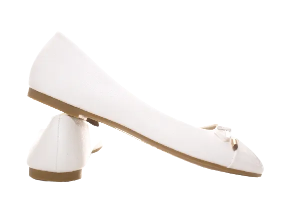 Damen Slipper Halbschuhe Ballerina Loafer Mokassins Slip On Flats Freizeit White # 10105