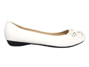 Damen Slipper Halbschuhe Ballerina Loafer Mokassins Slip On Flats Freizeit White # 102