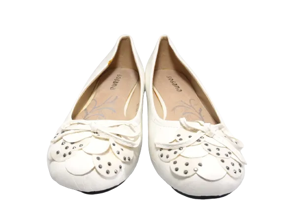 Damen Slipper Halbschuhe Ballerina Loafer Mokassins Slip On Flats Freizeit White # 102