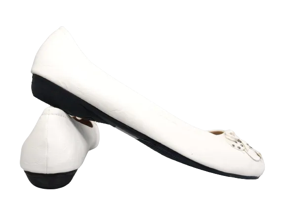 Damen Slipper Halbschuhe Ballerina Loafer Mokassins Slip On Flats Freizeit White # 102