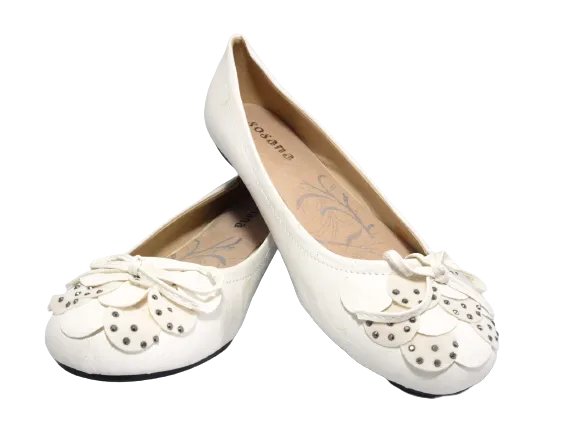 Damen Slipper Halbschuhe Ballerina Loafer Mokassins Slip On Flats Freizeit White # 102