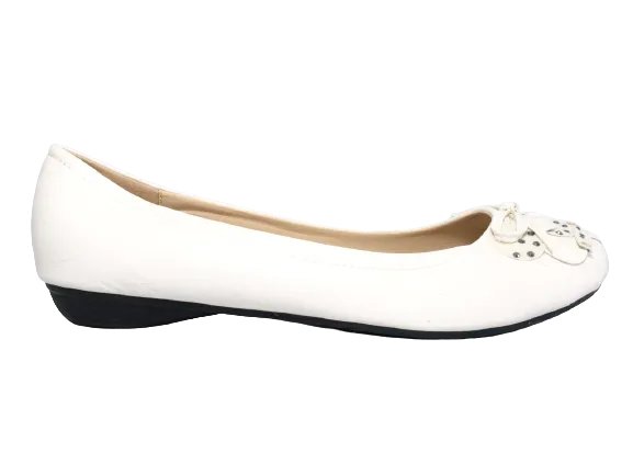 Damen Slipper Halbschuhe Ballerina Loafer Mokassins Slip On Flats Freizeit White # 102