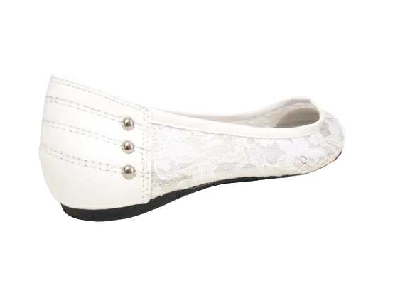 Damen Slipper Halbschuhe Ballerina Loafer Mokassins Slip On Flats Freizeit White # 298