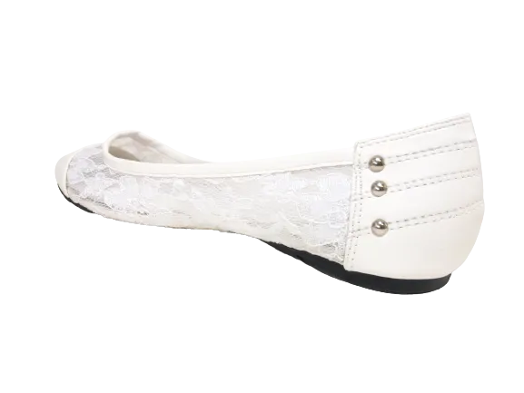 Damen Slipper Halbschuhe Ballerina Loafer Mokassins Slip On Flats Freizeit White # 298