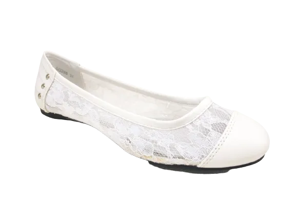 Damen Slipper Halbschuhe Ballerina Loafer Mokassins Slip On Flats Freizeit White # 298