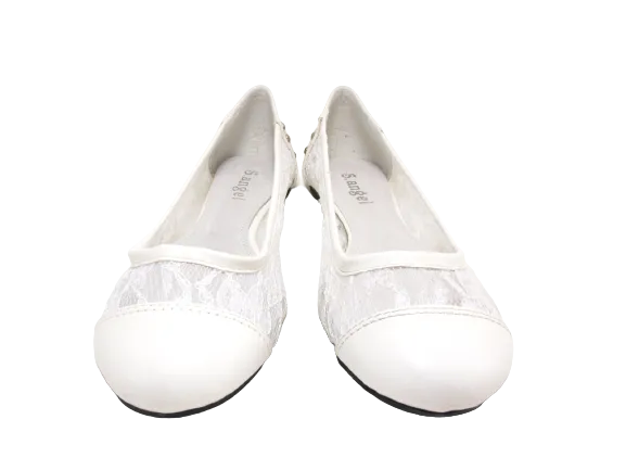 Damen Slipper Halbschuhe Ballerina Loafer Mokassins Slip On Flats Freizeit White # 298