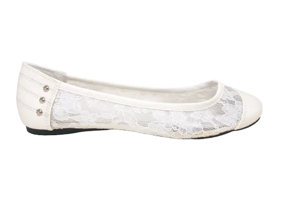 Damen Slipper Halbschuhe Ballerina Loafer Mokassins Slip On Flats Freizeit White # 298