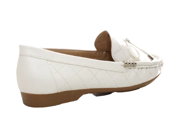 Damen Slipper Halbschuhe Ballerina Loafer Mokassins Slip On Flats Freizeit White # 480