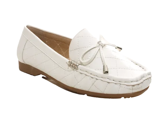 Damen Slipper Halbschuhe Ballerina Loafer Mokassins Slip On Flats Freizeit White # 480