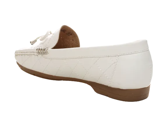 Damen Slipper Halbschuhe Ballerina Loafer Mokassins Slip On Flats Freizeit White # 480