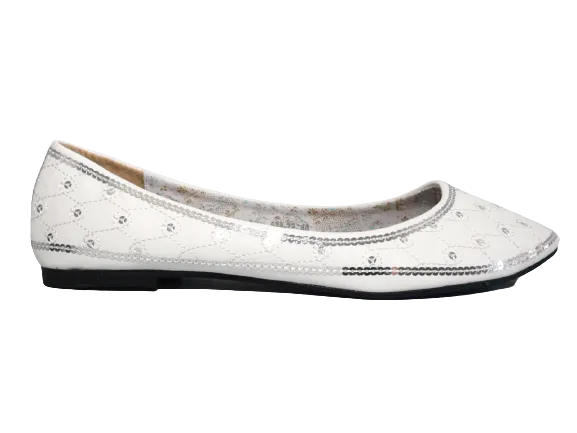 Damen Slipper Halbschuhe Ballerina Loafer Mokassins Slip On Flats Freizeit White # 688-22