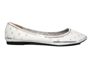 Damen Slipper Halbschuhe Ballerina Loafer Mokassins Slip On Flats Freizeit White # 688-22