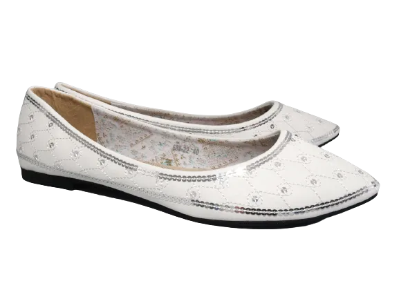 Damen Slipper Halbschuhe Ballerina Loafer Mokassins Slip On Flats Freizeit White # 688-22