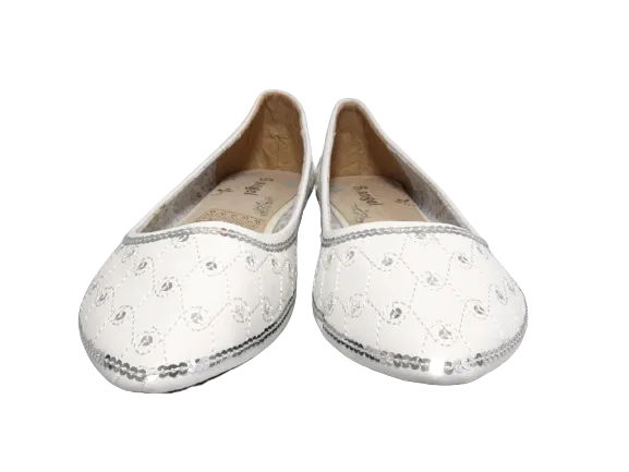 Damen Slipper Halbschuhe Ballerina Loafer Mokassins Slip On Flats Freizeit White # 688-22