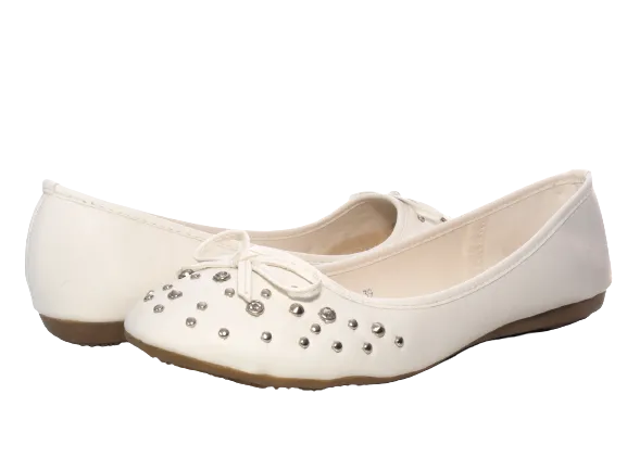 Damen Slipper Halbschuhe Ballerina Loafer Mokassins Slip On Flats Freizeit White # 9954