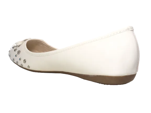 Damen Slipper Halbschuhe Ballerina Loafer Mokassins Slip On Flats Freizeit White # 9954