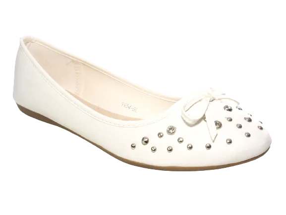 Damen Slipper Halbschuhe Ballerina Loafer Mokassins Slip On Flats Freizeit White # 9954