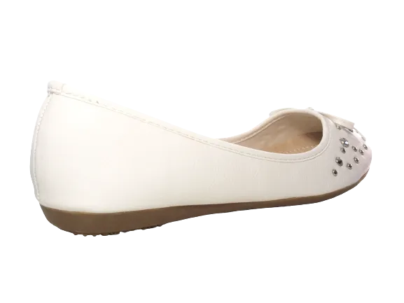 Damen Slipper Halbschuhe Ballerina Loafer Mokassins Slip On Flats Freizeit White # 9954