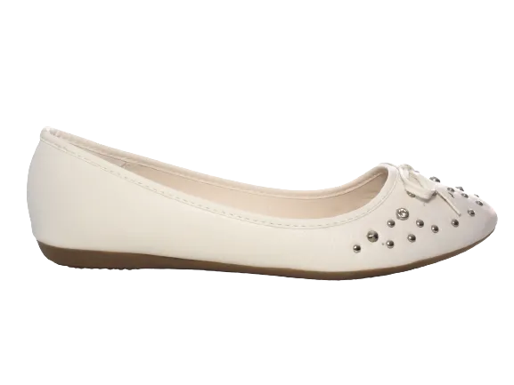 Damen Slipper Halbschuhe Ballerina Loafer Mokassins Slip On Flats Freizeit White # 9954