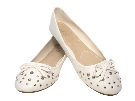 Damen Slipper Halbschuhe Ballerina Loafer Mokassins Slip On Flats Freizeit White # 9954