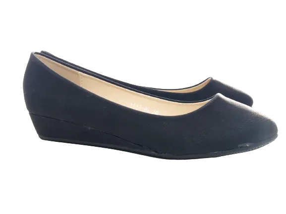 Damen Slipper Keilabsatz Ballerina Loafer Mokassins  Slip On Flats Freizeit Black #  1111