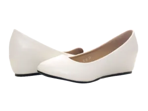 Damen Slipper Keilabsatz Ballerina Loafer Mokassins Slip On Flats Freizeit White # 2