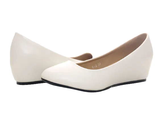 Damen Slipper Keilabsatz Ballerina Loafer Mokassins Slip On Flats Freizeit White # 2