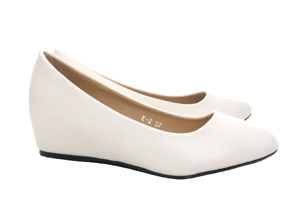 Damen Slipper Keilabsatz Ballerina Loafer Mokassins Slip On Flats Freizeit White # 2