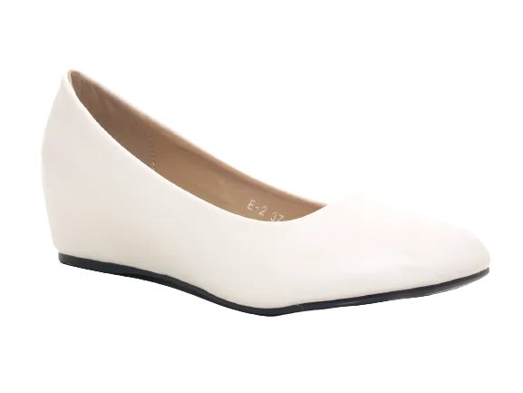 Damen Slipper Keilabsatz Ballerina Loafer Mokassins Slip On Flats Freizeit White # 2