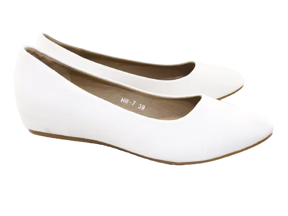 Damen Slipper Keilabsatz Ballerina Loafer Mokassins Slip On Flats Freizeit White # 7