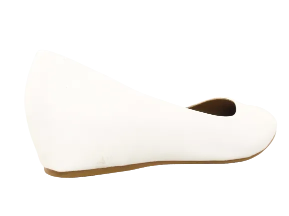 Damen Slipper Keilabsatz Ballerina Loafer Mokassins Slip On Flats Freizeit White # 7