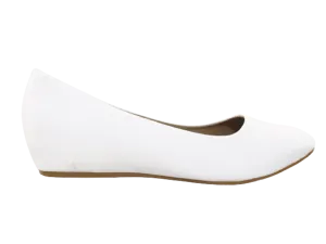 Damen Slipper Keilabsatz Ballerina Loafer Mokassins Slip On Flats Freizeit White # 7