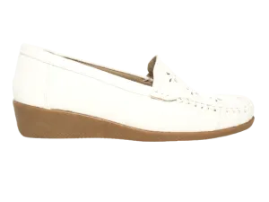 Damen Slipper Keilabsatz Ballerina Loafer Mokassins Slip On Flats Freizeit White # 989