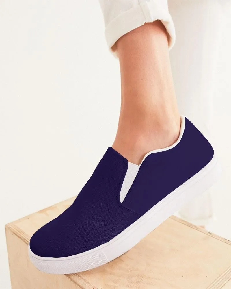 Dark Midtone Blue Slip-On Canvas Sneakers | Women's | C80M80Y0K80