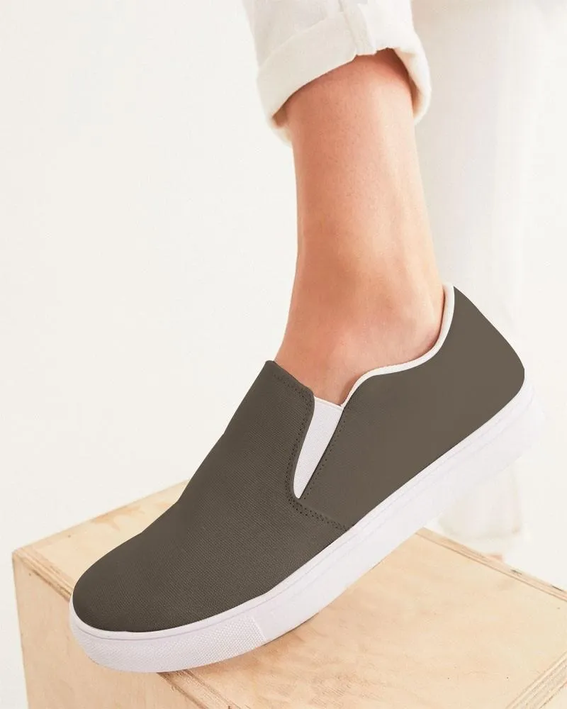 Dark Orange Brown Slip-On Canvas Sneakers | Women's | Dark Pale Pastel Orange Brown | C0M15Y30K80