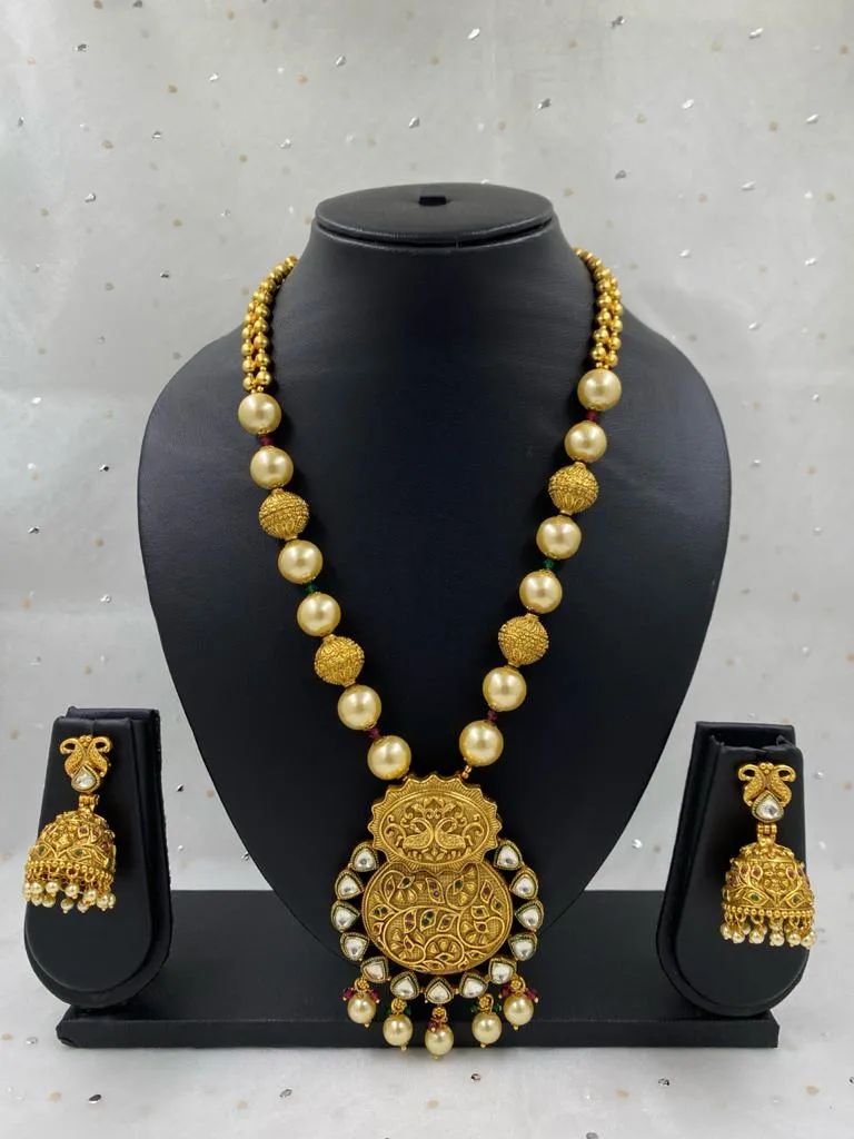 Designer Gold Plated Golden Necklace Set For Women By Gehna Shop