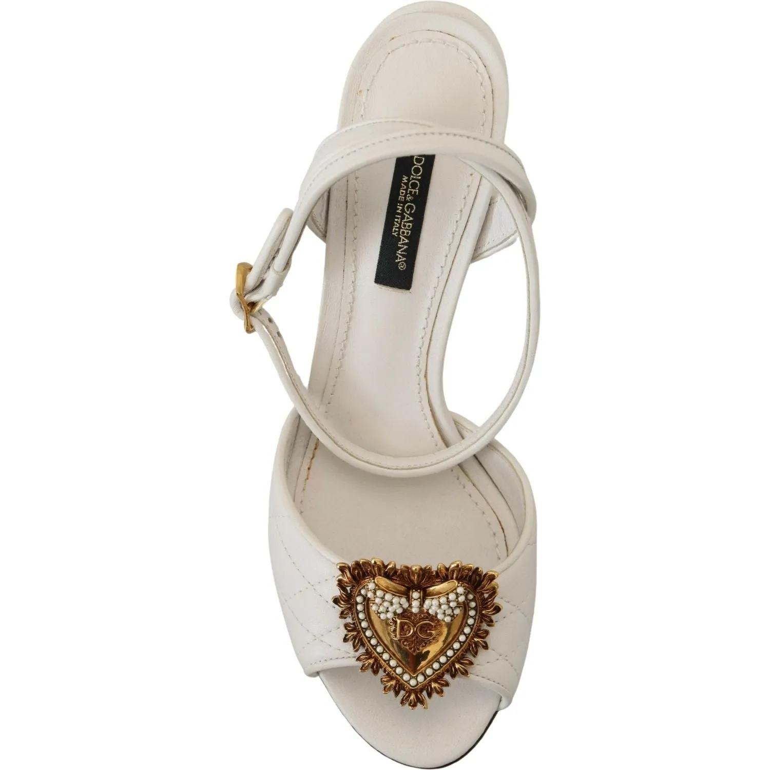 Dolce & Gabbana Devotion Embellished White Leather Stilettos