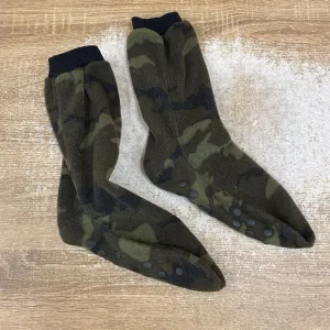 Fleece- Slipper Socks : Green Camo -unisex-Adult