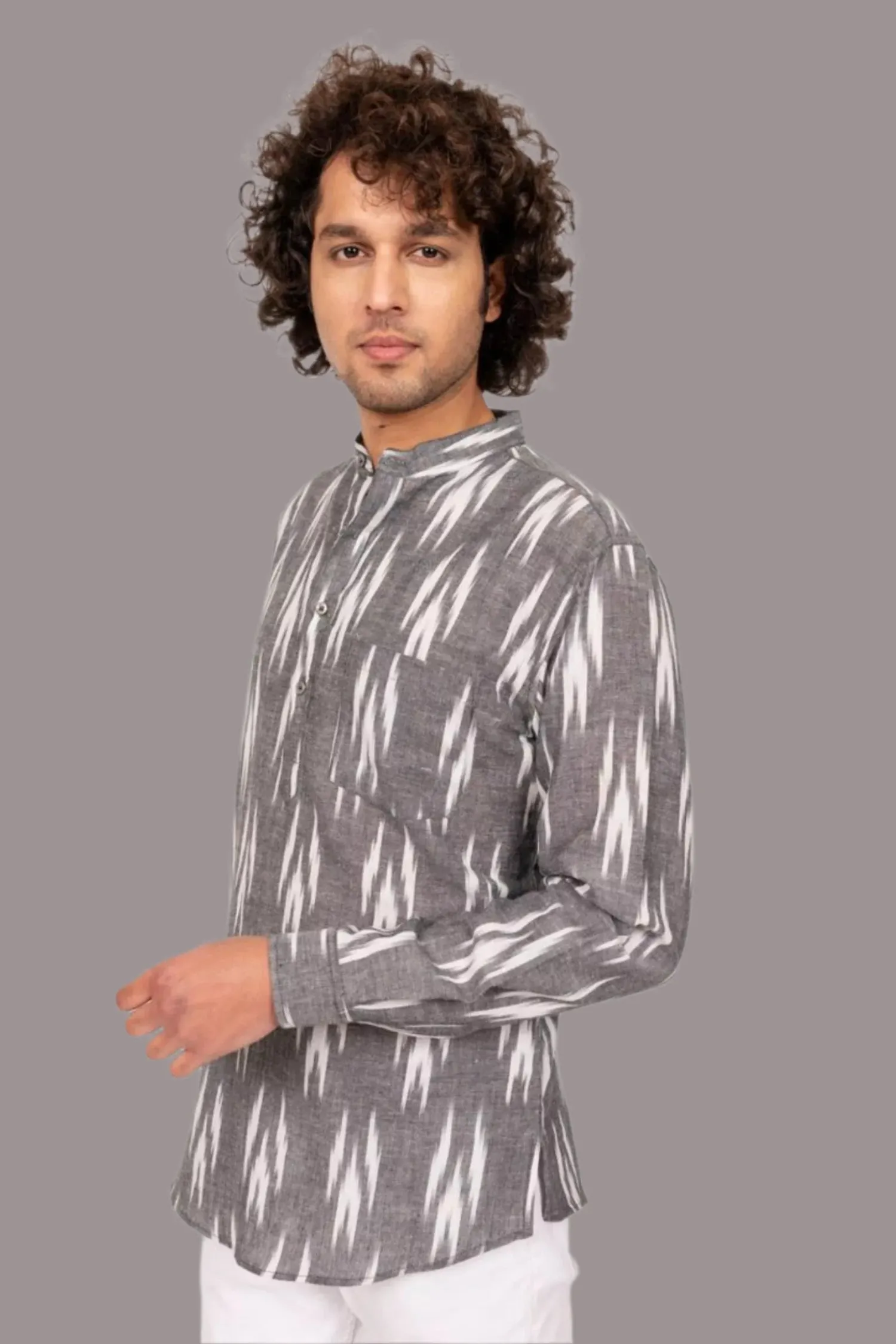 Grey Ikat Short Kurta