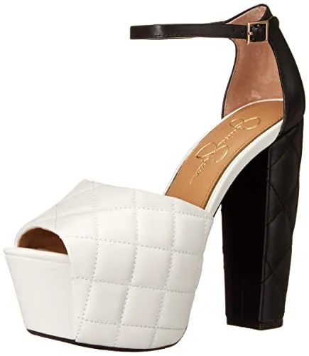 Jessica Simpson Women's Dameka Ankle Strap Platform Sandal Wedge, Bright White, 9