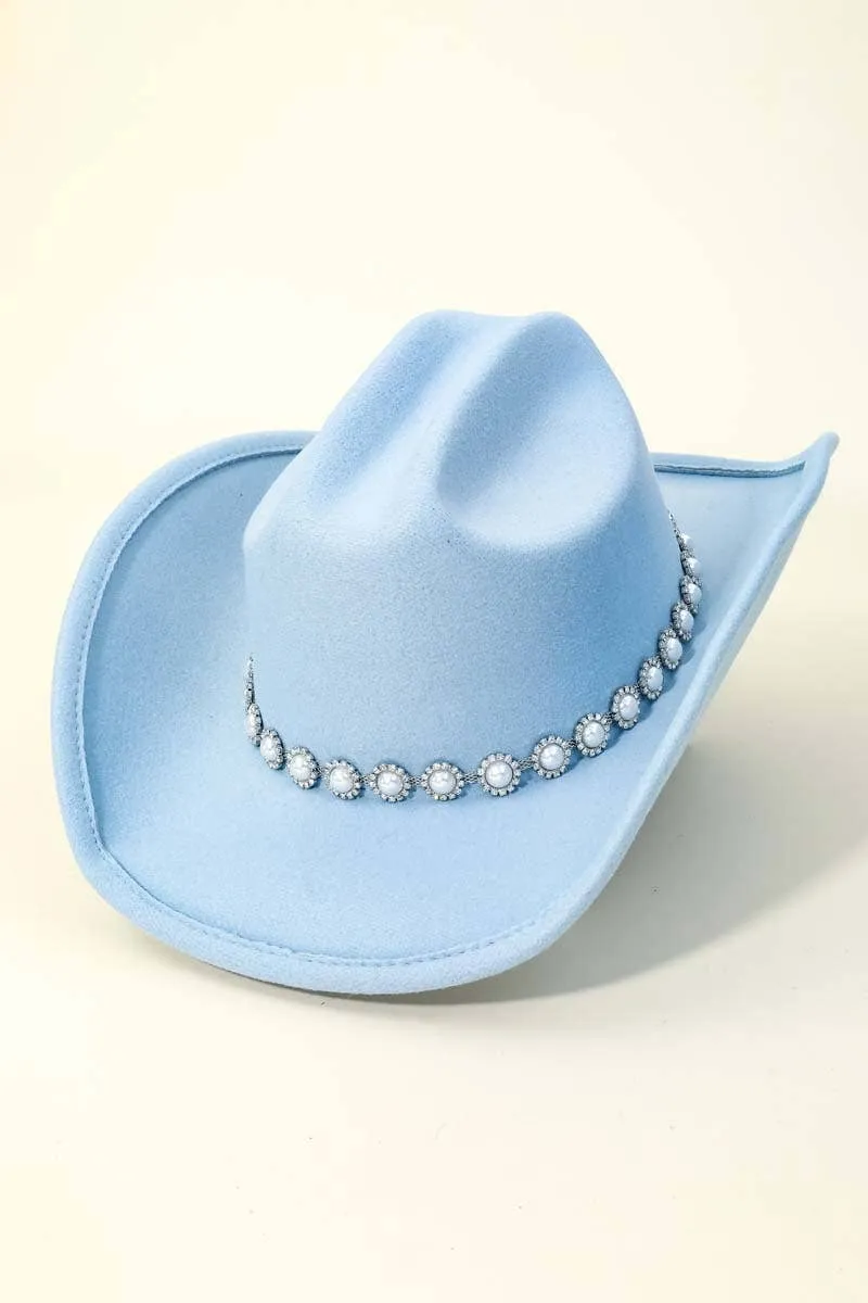 Lavender Pearl Studded Cowboy Hat