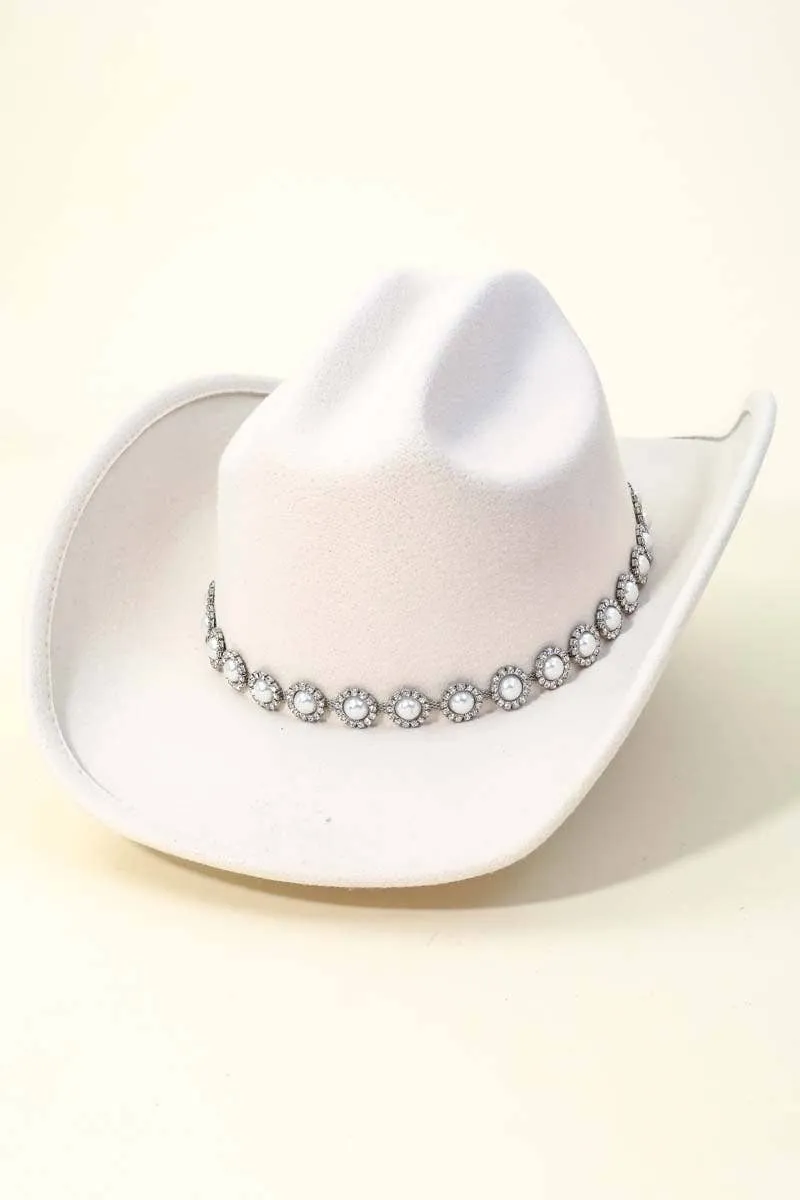 Lavender Pearl Studded Cowboy Hat