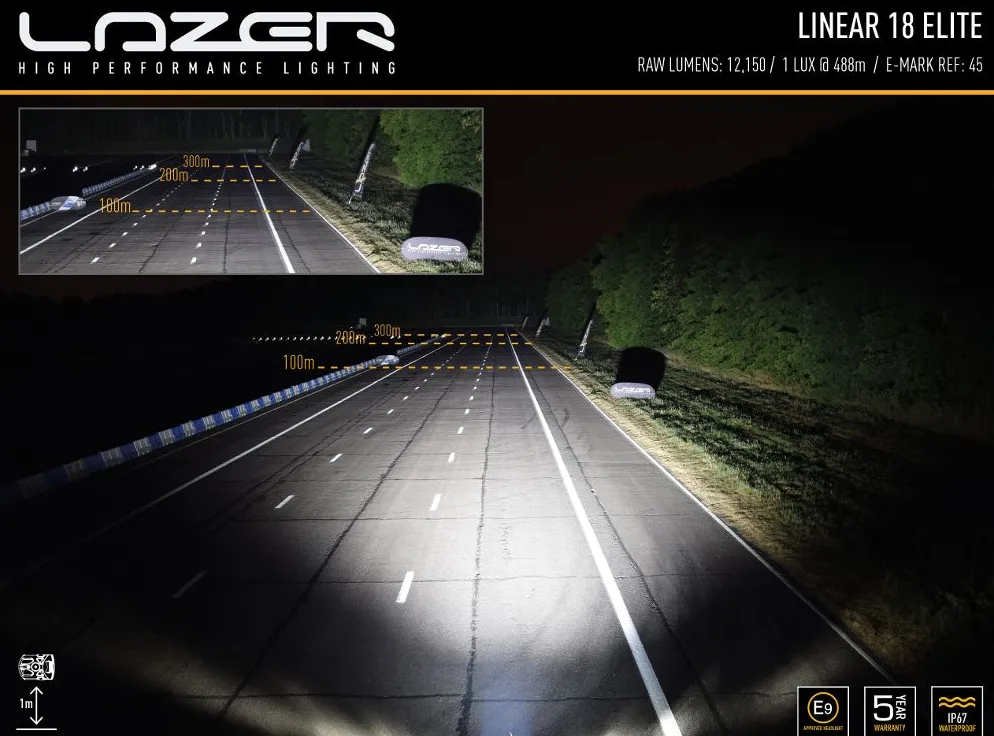 Lazer LED Light Bar Linear 18 Elite inc Bumper Beam Grille Mount Kit