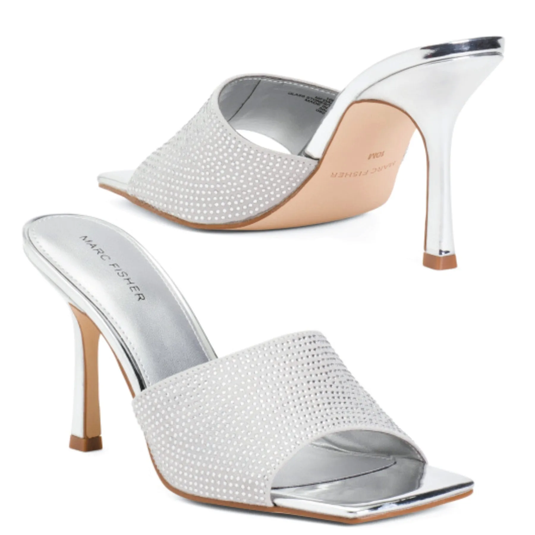 Marc Fisher Metallic Studded Heel Slide on Sandals