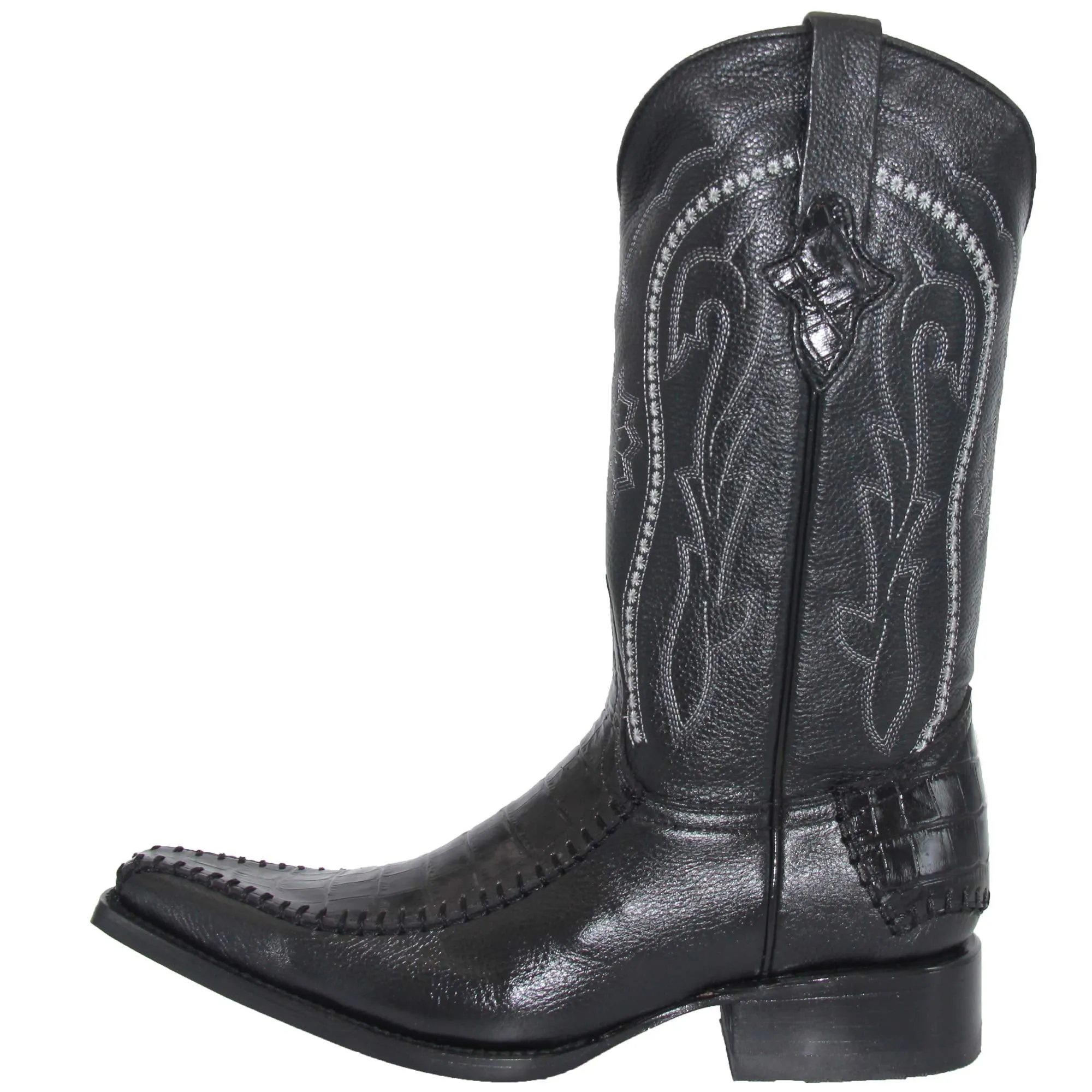 Mens Genuine Leather Crocodile Alligator Print Western Boot