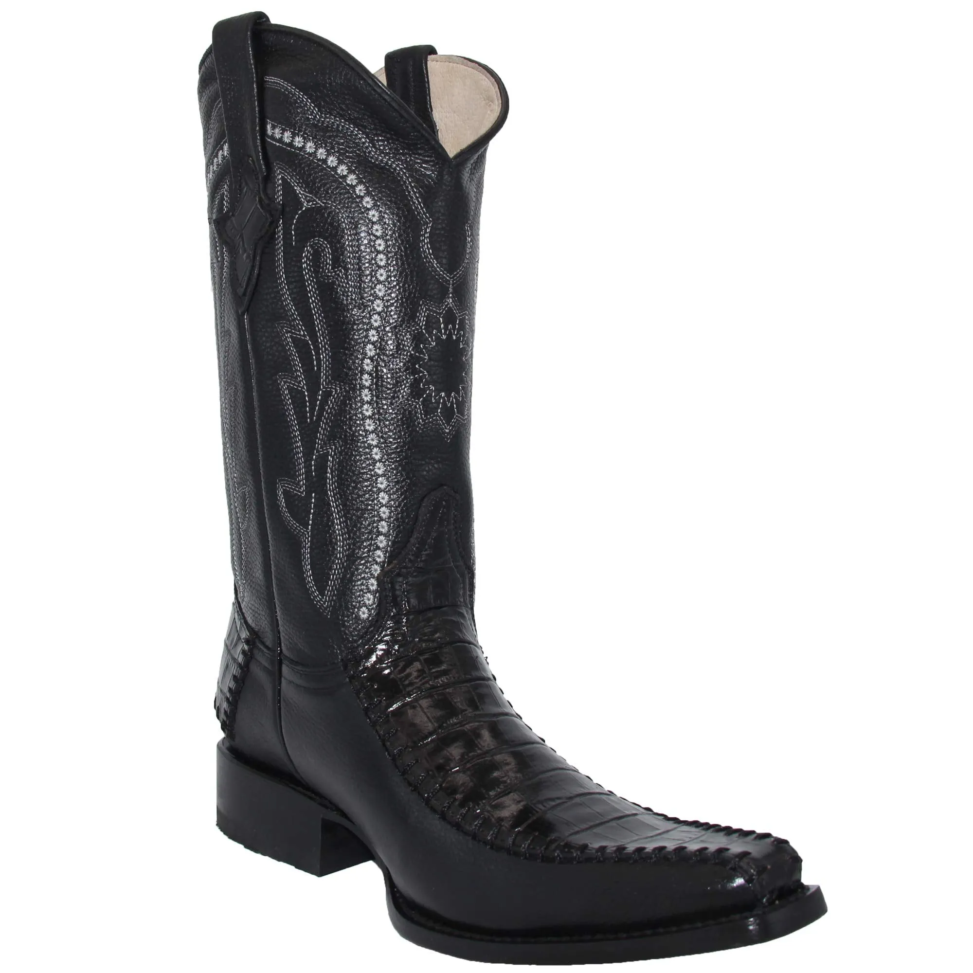 Mens Genuine Leather Crocodile Alligator Print Western Boot