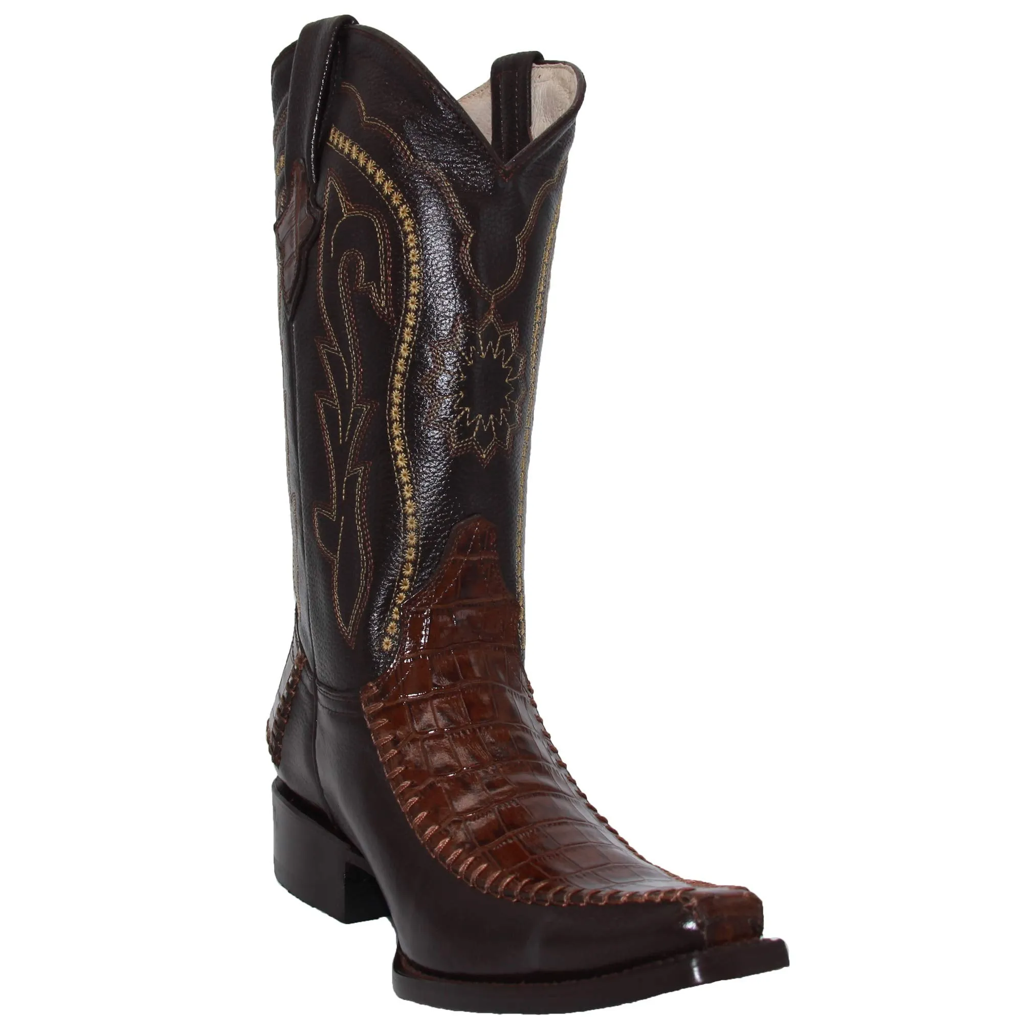 Mens Genuine Leather Crocodile Alligator Print Western Boot