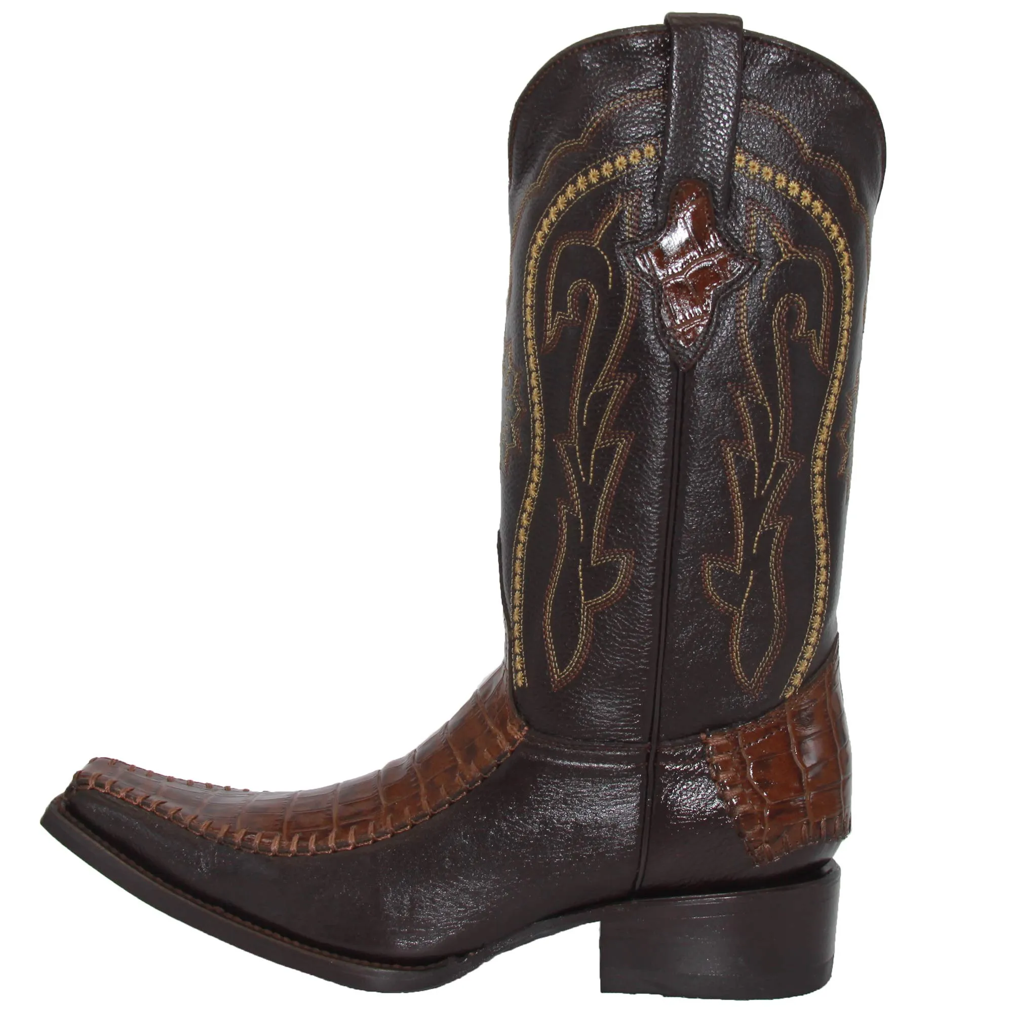 Mens Genuine Leather Crocodile Alligator Print Western Boot