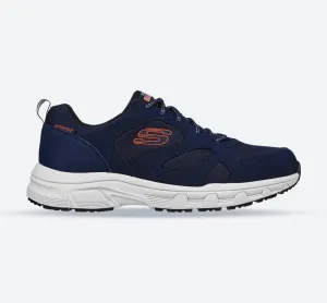 Men's Wide Fit Skechers 237348 Oak Canyon Sunfair Trekking Low Cut Sneakers - Navy/Orange